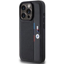 Заредете изображение във визуализатора на галерията – BMW Perforated Tricolor Line case for iPhone 15 Pro - black
