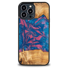 Заредете изображение във визуализатора на галерията – Wood and Resin Case for iPhone 13 Pro Max Bewood Unique Vegas - Pink and Blue
