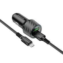Заредете изображение във визуализатора на галерията – Borofone Car charger BZ21A Brilliant - 2xUSB - QC 3.0 36W with USB to Micro USB cable black

