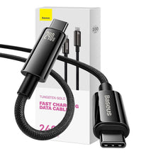 Заредете изображение във визуализатора на галерията – BASEUS cable Type C to Type C PD240W Power Delivery Superior Series Fast Charging CAWJ040001 1m black

