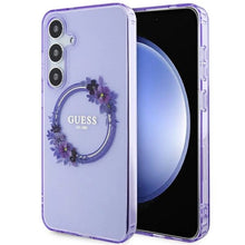 Заредете изображение във визуализатора на галерията – Guess IML Flowers Wreath MagSafe case for Samsung Galaxy S24+ - purple
