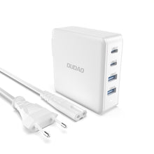 Заредете изображение във визуализатора на галерията – GaN 100W 2 x USB-C / 2 x USB fast charger Dudao A100EU - white
