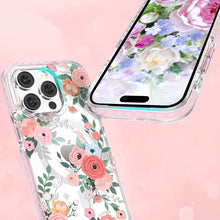 Заредете изображение във визуализатора на галерията – Kingxbar Flora Series magnetic case for iPhone 14 Pro Max MagSafe decorated with rose flowers print
