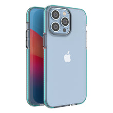 Заредете изображение във визуализатора на галерията – Spring Case for iPhone 14 Pro Max silicone cover with frame light blue
