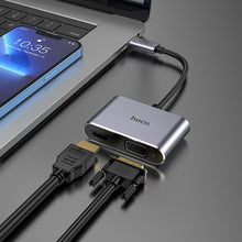 Заредете изображение във визуализатора на галерията – Hoco adapter hub typ c do hdtv+vga hb29

