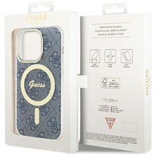 Заредете изображение във визуализатора на галерията – Original Case GUESS hardcase IML 4G MagSafe GUHMP15LH4STB for Iphone 15 Pro blue
