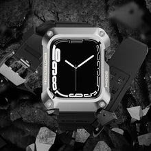 Заредете изображение във визуализатора на галерията – Kingxbar CYF134 2in1 Rugged Case for Apple Watch SE, 6, 5, 4 (44 mm) Stainless Steel with Strap Black
