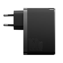 Заредете изображение във визуализатора на галерията – Baseus GaN5 Pro GaN charger 2x USB-C / USB-A 160W - black + USB-C - USB-C 240W cable - black
