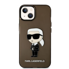 Заредете изображение във визуализатора на галерията – Original Pouch KARL LAGERFELD  Ikonik Karl Lagerfeld KLHCP14MHNIKTCK for Iphone 14 Plus black
