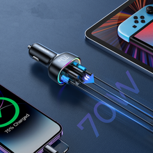 Заредете изображение във визуализатора на галерията – Joyroom car charger 70W with 4 ports: 2 x USB C, 2 x USB black (JR-CL29)
