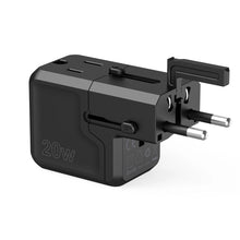 Заредете изображение във визуализатора на галерията – Choetech PD6038 USB-C USB-A PD 20W Travel Charger USA EU UK AU - Black
