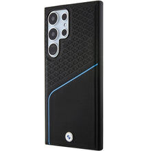Заредете изображение във визуализатора на галерията – Original Case BMW hardcase Signature Leather Textured &amp; Line MagSafe BMHMS24L23RDCLK for Samsung Galaxy S24 Ultra Black
