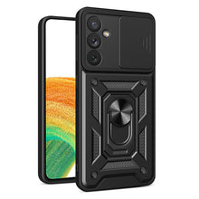 Заредете изображение във визуализатора на галерията – Hybrid Armor Camshield case for Samsung Galaxy A14 armored case with camera cover black
