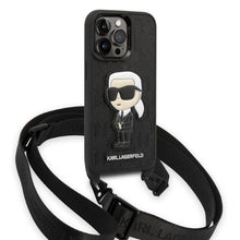 Заредете изображение във визуализатора на галерията – Karl Lagerfeld KLHCP14XSTKMK iPhone 14 Pro Max 6.7" black/black hardcase Monogram Ikonik Patch

