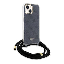 Заредете изображение във визуализатора на галерията – Original faceplate case GUESS GUHCP15SHC4SEK for iPhone 15 (Crossbody Cord 4G Print / black)
