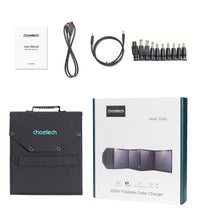 Заредете изображение във визуализатора на галерията – Choetech solar charger 100W foldable USB C, 2x USB PD QC black (SC009-V2)
