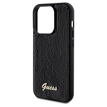 Заредете изображение във визуализатора на галерията – Original faceplate case GUESS GUHCP14XPSFDGSK for iPhone 14 Pro Max (Sequin Script Metal  / black)
