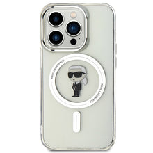 Заредете изображение във визуализатора на галерията – Original Pouch KARL LAGERFELD hardcase IML Ikonik Magsafe KLHMP15LHFCKNOT for Iphone 15 Pro Transparent
