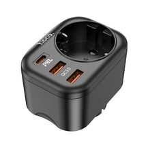 Заредете изображение във визуализатора на галерията – Hoco charger multifunctional charger type c pd20w + 2x usb qc3.0 3a + socket ns3 black
