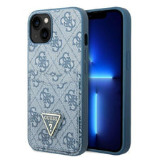 Заредете изображение във визуализатора на галерията – Guess GUHCP13SP4TPB iPhone 13 mini 5.4" blue/blue hardcase 4G Triangle Logo Cardslot

