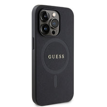 Заредете изображение във визуализатора на галерията – Original Case GUESS hardcase Saffiano MagSafe GUHMP15LPSAHMCK for Iphone 15 Pro black
