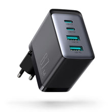 Заредете изображение във визуализатора на галерията – Joyroom charger GaN 67W 4 ports (2x USB, 2x USB C) black (TCG02) + cable USB C - USB C 100W 1.2m
