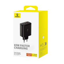 Заредете изображение във визуализатора на галерията – Baseus Cube Pro 65W GaN charger 2x USB-C USB-A - black
