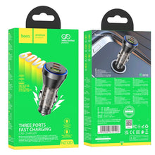 Заредете изображение във визуализатора на галерията – HOCO car charger USB QC 18W + 2 x Type C 30W PD60W NZ12D transparent orange
