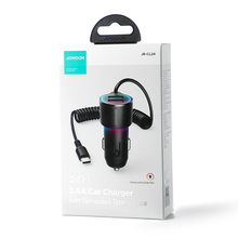 Заредете изображение във визуализатора на галерията – Joyroom 3-in-1 fast car charger with USB-C cable 1.5m 17W black (JR-CL24)
