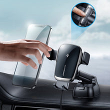 Заредете изображение във визуализатора на галерията – Joyroom Qi wireless 15 W automatic car charger electric phone holder (dashboard) black (JR-ZS248)
