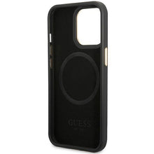 Заредете изображение във визуализатора на галерията – Guess GUHMP14LSAPSTK iPhone 14 Pro 6.1" black/black hardcase Peony Logo Plate MagSafe

