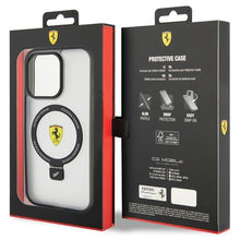 Заредете изображение във визуализатора на галерията – Ferrari FEHMP15LUSCAH iPhone 15 Pro 6.1" transparent hardcase Ring Stand 2023 Collection MagSafe
