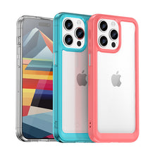 Заредете изображение във визуализатора на галерията – iPhone 15 Pro Max Outer Space reinforced case with a flexible frame - transparent
