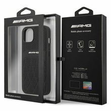Заредете изображение във визуализатора на галерията – AMG AMHCP13MOSDBK iPhone 13 6.1" black/black hardcase Leather Curved Lines

