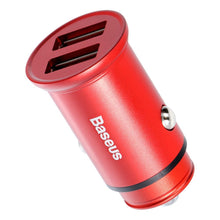 Заредете изображение във визуализатора на галерията – BASEUS car charger Circular metal Dual QC 3.0 2x USB Quick Charge red CCALL-ES09
