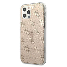 Заредете изображение във визуализатора на галерията – Guess GUHCP12MPCU4GLGO iPhone 12/12 Pro 6,1" złoty/gold hard case 4G Glitter
