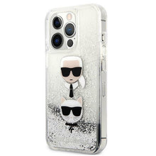 Заредете изображение във визуализатора на галерията – Karl Lagerfeld KLHCP13XKICGLS iPhone 13 Pro Max 6,7" srebrny/silver hardcase Liquid Glitter Karl&amp;Choupette Head
