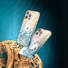 Заредете изображение във визуализатора на галерията – Luxury iPhone 14 Pro Case with Kingxbar Phoenix Crystals - Gold and Blue
