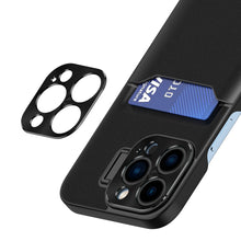 Заредете изображение във визуализатора на галерията – Leather Stand Case case for iPhone 14 cover card wallet with stand black
