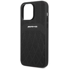 Заредете изображение във визуализатора на галерията – AMG AMHMP14XOSDBK iPhone 14 Pro Max 6.7" black/black hardcase Leather Curved Lines MagSafe
