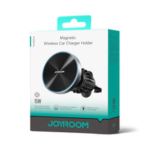 Заредете изображение във визуализатора на галерията – Joyroom magnetic car holder 15W wireless charger for air vent black (JR-ZS240)
