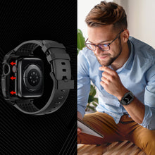 Заредете изображение във визуализатора на галерията – Kingxbar CYF148 2in1 Rugged Case for Apple Watch 8, 7 (45 mm) Stainless Steel with Strap Black
