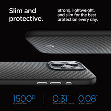 Заредете изображение във визуализатора на галерията – Spigen Enzo Aramid Mag Case with MagSafe for iPhone 15 Pro - Matte Black
