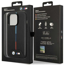 Заредете изображение във визуализатора на галерията – Case BMW BMHCP14L22PVTK iPhone 14 Pro 6.1" black/black Quilted Tricolor

