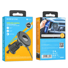 Заредете изображение във визуализатора на галерията – Borofone Car holder BH202 Seaside magnetic with induction charging to air vent mount for Magsafe black
