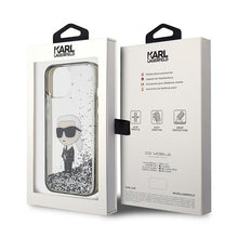 Заредете изображение във визуализатора на галерията – Original KARL LAGERFELD Case Liquid Glitter Ikonik KLHCP15SLKKNSK for Iphone 15 Transparent
