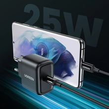 Заредете изображение във визуализатора на галерията – Ugreen USB Type C charger 25W Power Delivery + USB Type C cable 2m black (50581)

