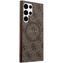 Заредете изображение във визуализатора на галерията – Guess 4G Collection Leather Metal Logo MagSafe Case for Samsung Galaxy S24 Ultra - Brown
