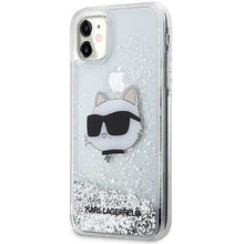 Заредете изображение във визуализатора на галерията – Karl Lagerfeld KLHCN61LNCHCS iPhone 11/ XR silver/silver hardcase Glitter Choupette Head
