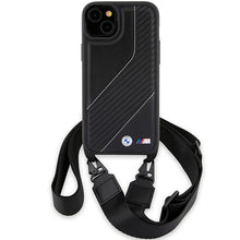 Заредете изображение във визуализатора на галерията – BMW M Edition Carbon Stripe &amp; Strap case for iPhone 15 Plus / 14 Plus - black
